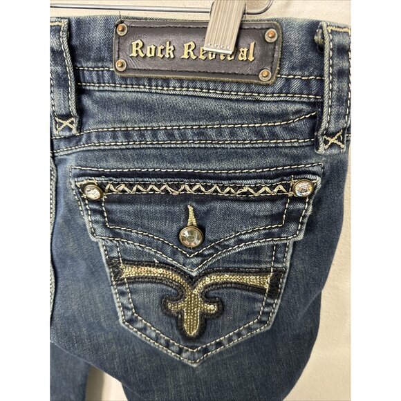 Rock Revival Kate Skinny Woman 28X30  Western Thick Stitch Flap Dark Stretch - Picture 5 of 7